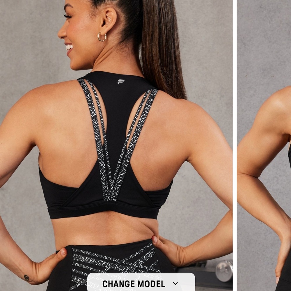 Women's Black Sports Bra with Orange Straps